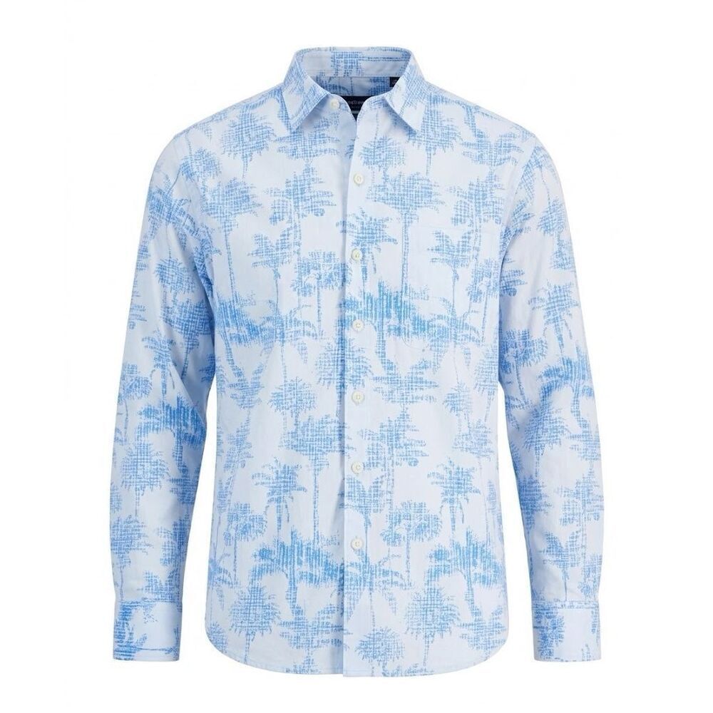Tommy Bahama Digital Palms Regular-Fit Printed Button-Down Shirt Mosaic Blue Lar